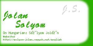 jolan solyom business card